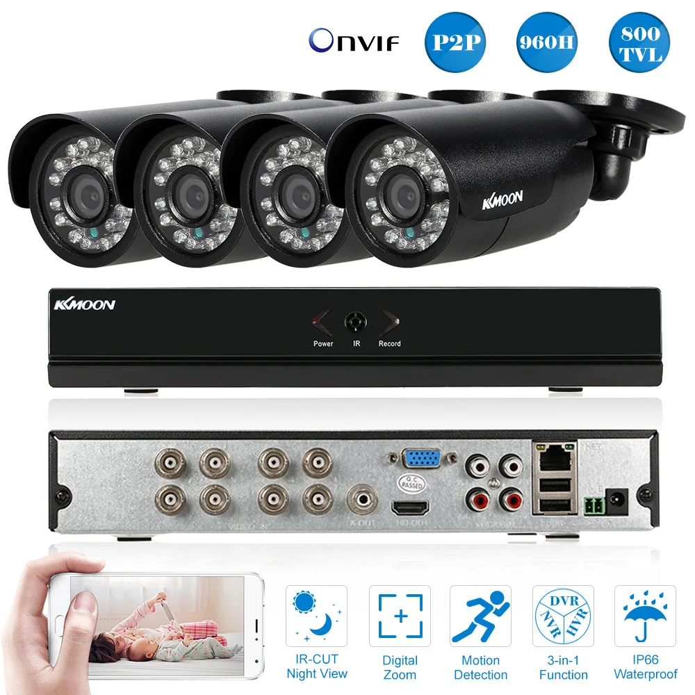 KKmoon 8CH система скрытого наблюдения HDMI DVR комплект 800TVL наружная камера безопасности Система 960H D1 DVR 4 шт. ИК Водонепроницаемая система наблюдения ссtv евро сток