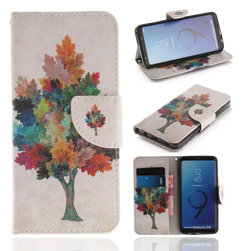 Colored Tree Чехол-бумажник из искусственной кожи для iPhone XS Max XR X 10 8 7 6S Plus 5 5S SE 5C 4 4S чехлы с откидной крышкой и подставкой для iPod Touch 5 6 Fundas B42 - Цвет: Colored Tree
