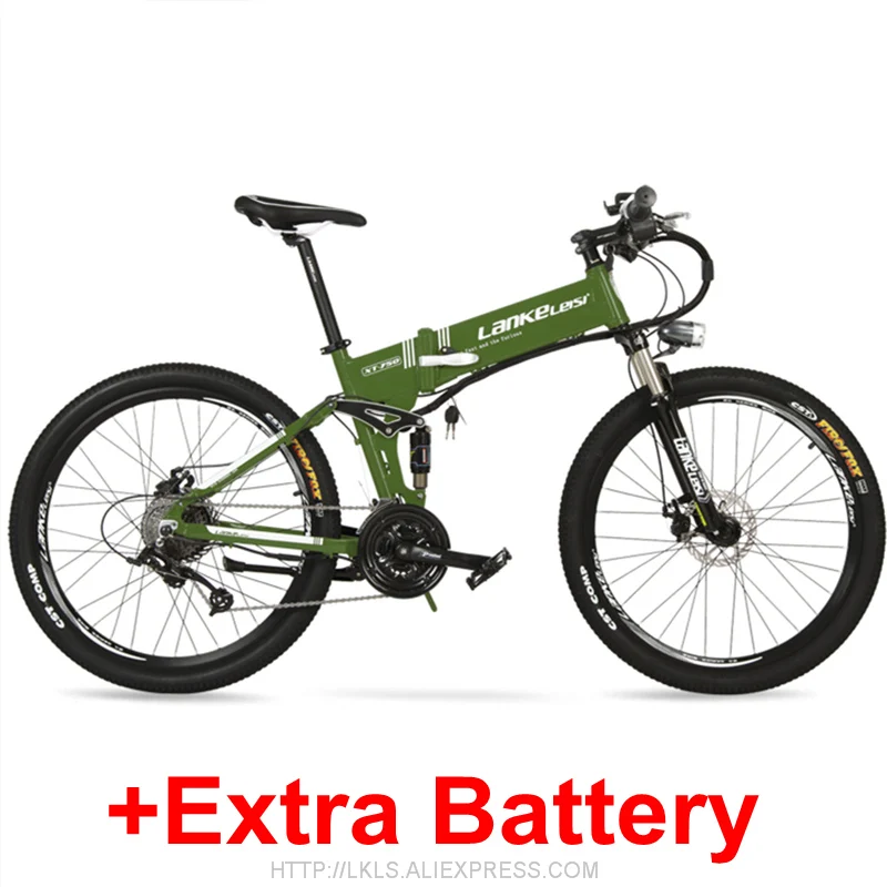 Green S Plus XT750D 27 скоростей 500 Вт Супер мощность высокого качества 2" складной электрический велосипед, 36 В Скрытая литиевая батарея горный велосипед MTB - Цвет: Green S Plus