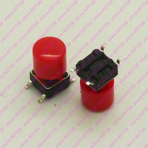 10 шт. 6X6X7,3 мм(H = 11 мм с крышкой) 4PIN DIP& SMT мгновенная тактовая кнопка Верхняя квадратная головка тактические ключи переключатель мини кнопка - Цвет: Switch red cap smt