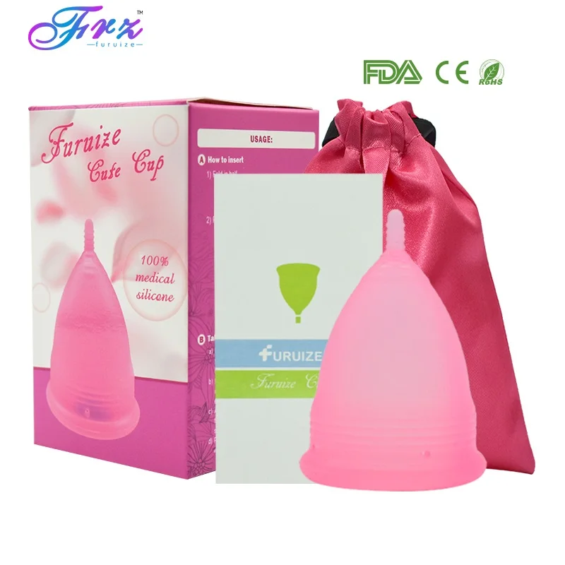 1pcs-box-bag-Pink Милая менструальная чашка силиконовый для использования в медицине женская гигиеническая менструальная чашка многоразовая Дамская менструальная чаша распродажа - Цвет: 1pcs-box-bag-Pink