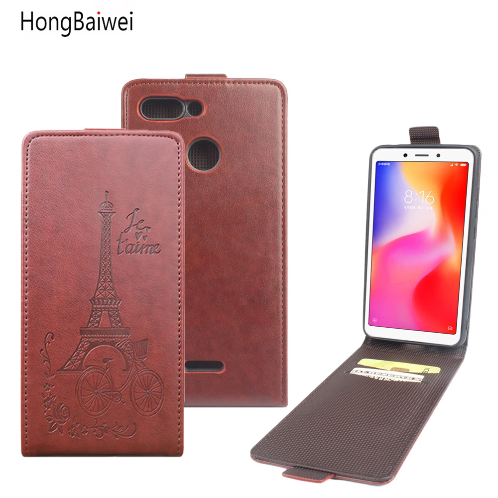 HongBaiwei для Xiaomi Redmi 6, Модный чехол из тисненой кожи, чехол для Xiaomi Redmi 6, флип-чехол, 5,45 '', вертикальная задняя крышка