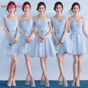 Женское кружевное платье подружки невесты, голубое ТРАПЕЦИЕВИДНОЕ платье без рукавов, с открытыми плечами и шнуровкой, для свадебной вечеринки и выпускного вечера, 2021