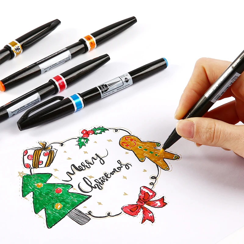 Pentel кисть знак ручка художника Акварельная мягкая настоящая кисть кончик художественные маркеры ручки для манги комиксов раскрашивания Рисование каллиграфия