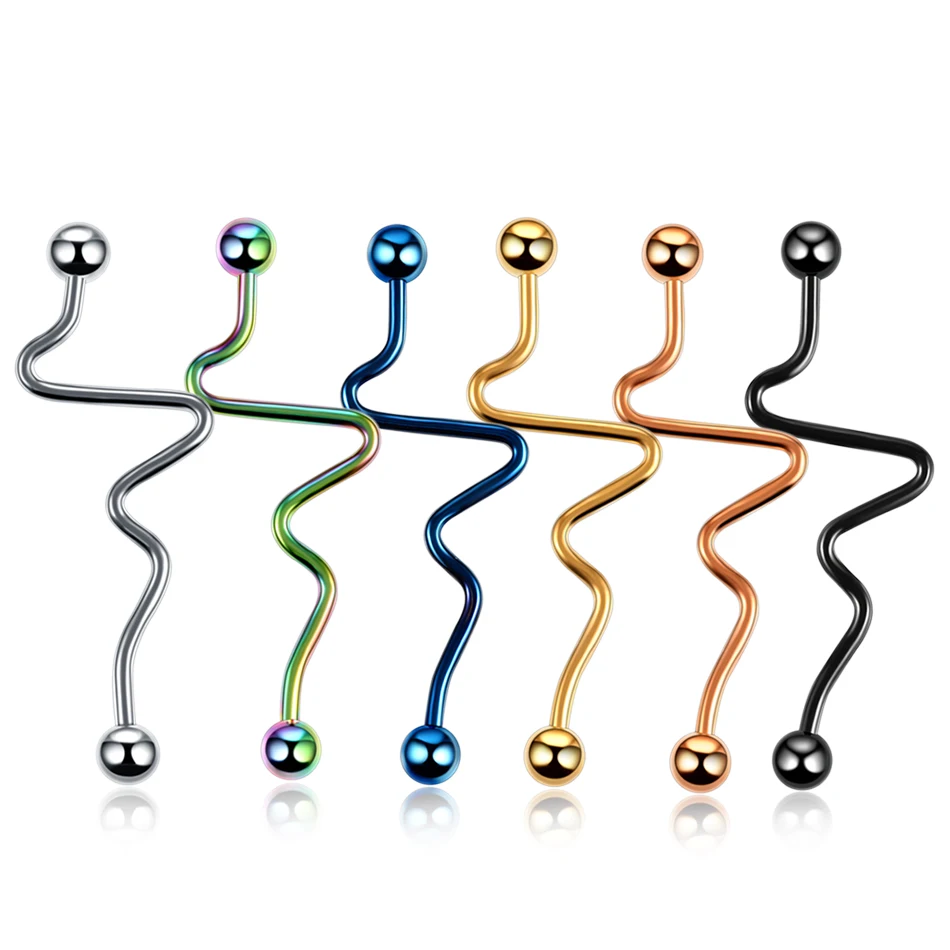 Спиральные серьги для пирсинга живота, хирургическая сталь, 14 г, 1 шт. Спиральные серьги для пирсинга живота, хирургическая сталь, 14 г, 1 шт.