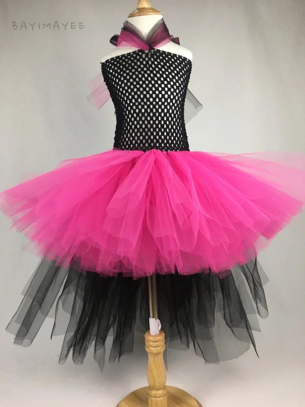 

Girls Pink Tutu Dress Baby Fluffy Black Trailing Tulle Dress Kids Cosplay Costume Tutu Children Birthday Party Dresses Clothing