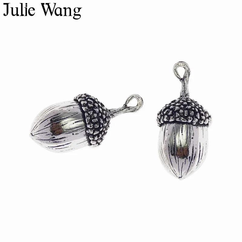 Julie Wang 2 шт. подвеска на ожерелье из сплава большой желудь под античное серебро