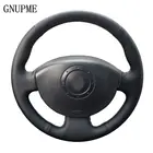 Черный кожаный чехол рулевого колеса автомобиля GNUPME, прошитый вручную, для Renault Megane 2 2003-2008 Kangoo 2008 Scenic 2 2003-2009