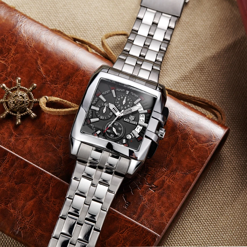 MEGIR Роскошные Брендовые мужские часы спортивные водонепроницаемые полностью