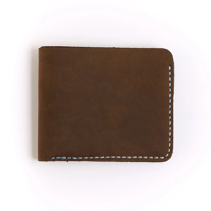 Старинные crazy лошадь кожаный бумажник для мужчин 100% руководство шить стандартный