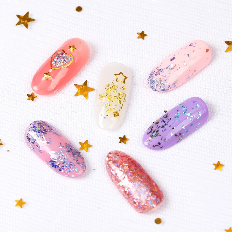 1 Box Super Thin Holographic Nail Flakes Irregular Sequins Rose Gold Holo Laser Paillette DIY Manicure Art Decoration | Красота и