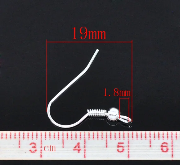 Doreen Box hot- 300 Pieces Silver color Earwire Hooks 19x18mm (B11087) | Украшения и аксессуары