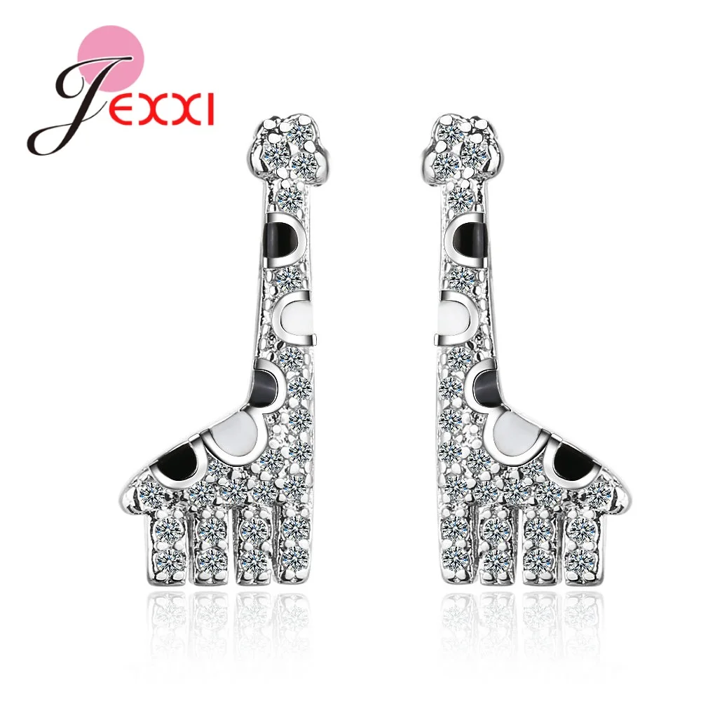 Модные женские S90 Животные Жираф Металл кубический циркон дизайн корейские