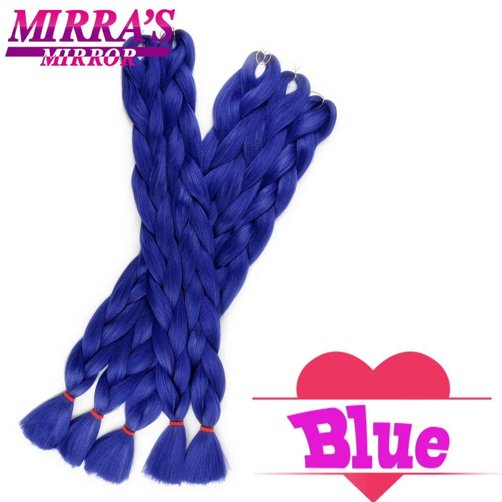 Mirra's Mirror/пряди для волос, синтетические волосы, 82 дюйма, чистый цвет, наращивание волос для косичек 165 г/упак. черный, розовый, фиолетовый - Цвет: # Синий