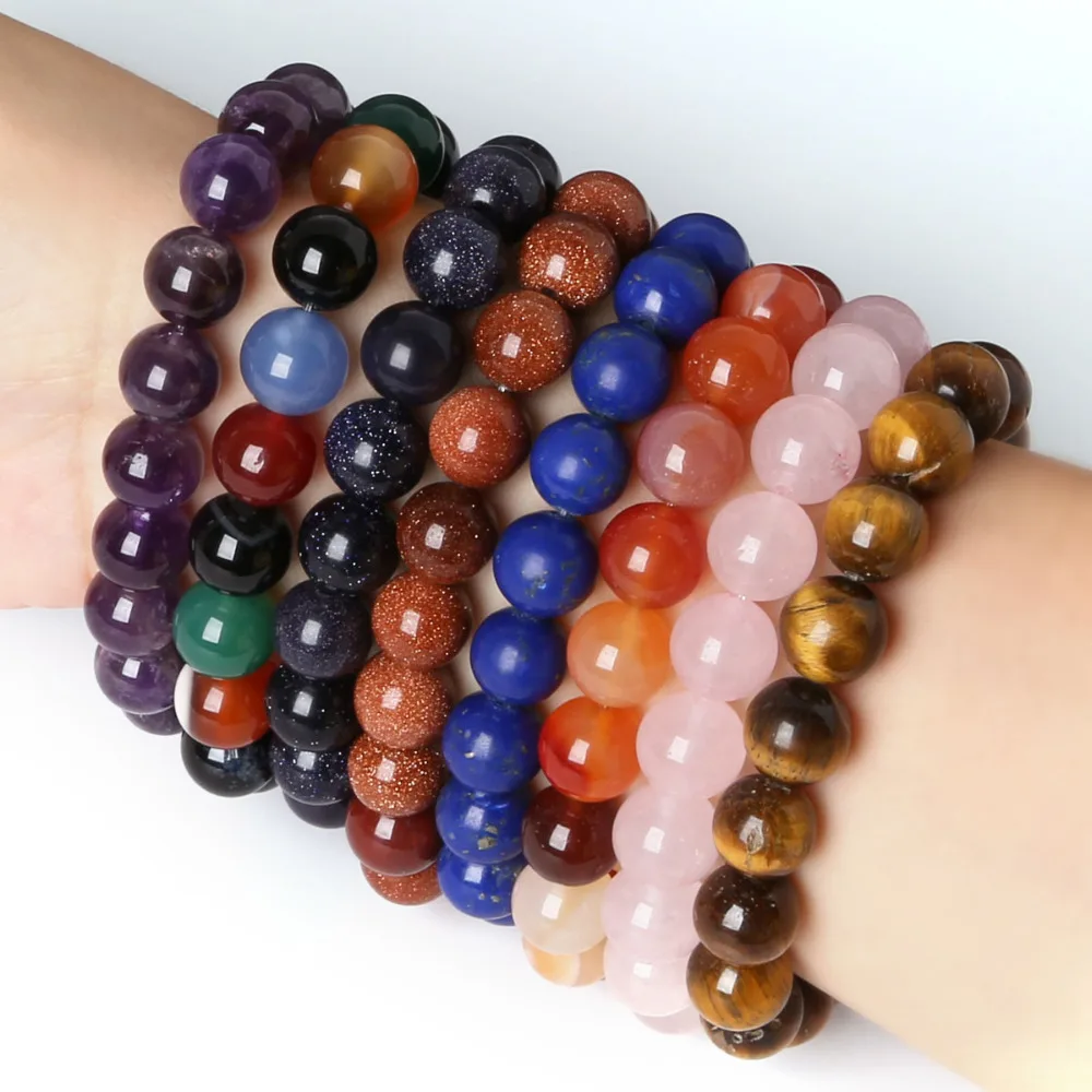 

Round Natural Stone DIY Beads Kit for Bracelet Making ,Including Buddha& Skull beads & Elastic String