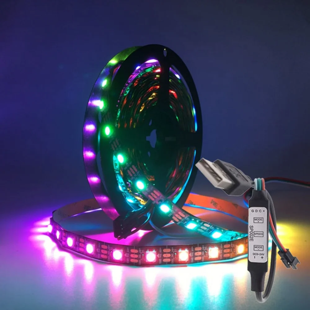 USB RGB WS2812B Светодиодная лента Адресуемая Пиксельная с контроллером для ТВ задняя