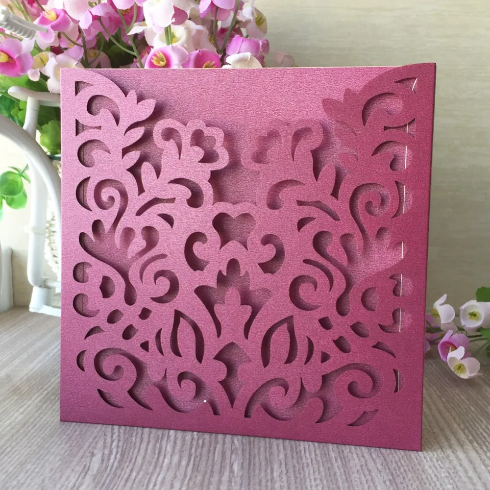 

50pcs Exquisite Flower Design Wedding Card Invitations 2018 Birthday Party Decorations Thank You Rewards Gift