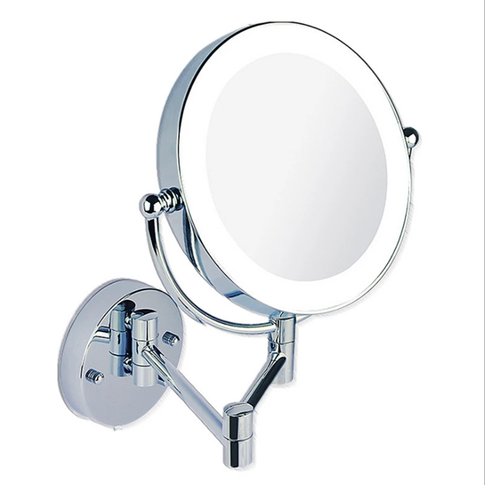 Makeup Mirrors LED Wall Mounted Extending Folding Double Side LED Light Mirror 3x Magnification Bath mirror Toilet Mirror 8inch