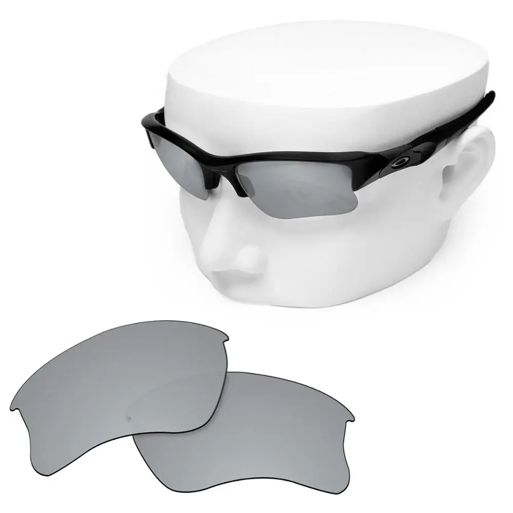 OOWLIT Polarized Replacement Lenses of Silver Mirror for-Oakley Flak Jacket XLJ  Sunglasses