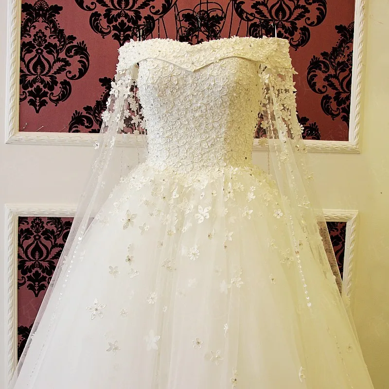 CloverBridal, горячая распродажа, романтическое свадебное платье Тиффани с синим жемчугом и цветами, xj16995, свадебное платье с вырезом лодочкой, casamento, для невесты - Цвет: white