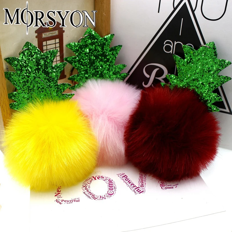 Для женщин брелок держатель помпонами Брелоки ювелирные ананас волосы мяч кулон