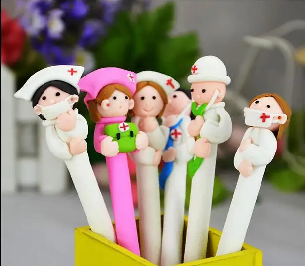 1PC polymer clay doctor nurse character ballpoint pen promotional hospital gift pen creative novelty pen