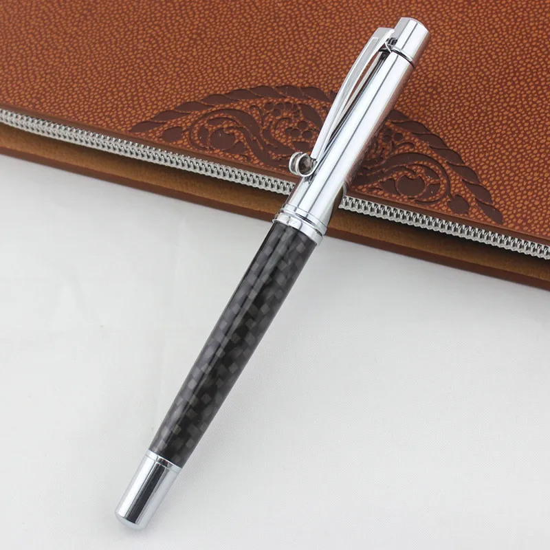 Алмазная ручка высококачественная черная металлическая шариковая с серебряным