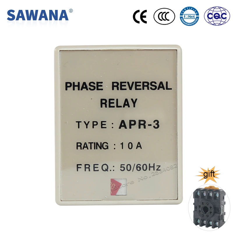 Реле фазового разворота REV 10А AC380V AC220V защитное реле 8 контактный разъем базовые