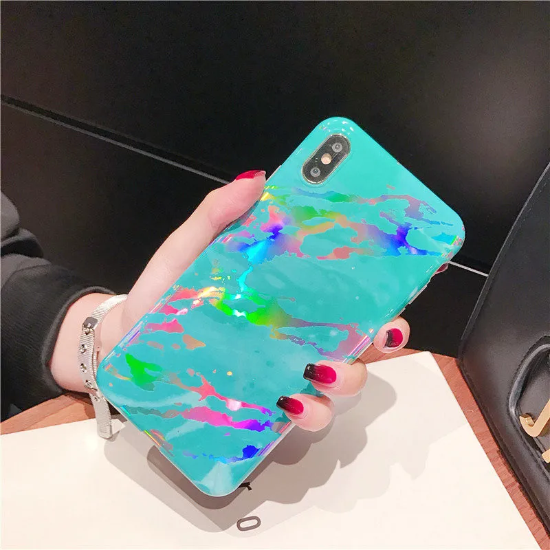 DISCASE модный мраморный чехол для телефона iphone XS XR MAX 6 6s 7 8 plus лазерный Яркий
