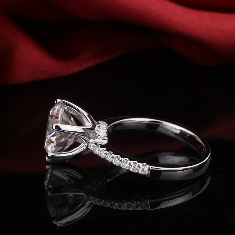 Элегантное роскошное обручальное кольцо 18k Белое Золото 6 когтей круглая форма