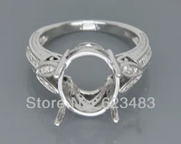 oval 10x12mm solid 18k white gold mounting wedding ring