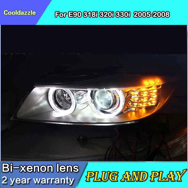 Стайлинга автомобилей чехол для BMW E90 330I 320I 318i Led Ангельские глазки фара 2005 2006 2007 2008