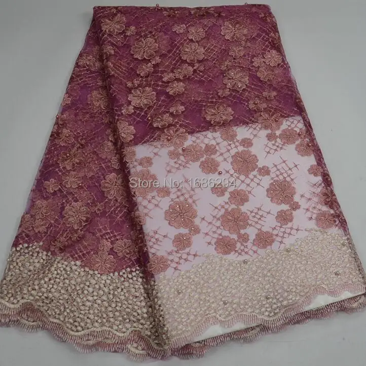 E6153 Latest African Magenta Lace Fabric 2018 High Quality Tulle Luxury Design With Stones | Дом и сад
