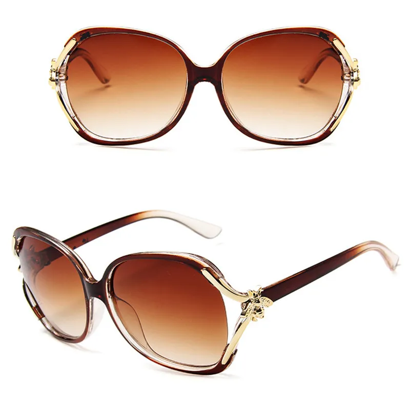 

Oversized Sunglasses Women Round Sun Glasses Lady Bee Shades Big Frame Eyeglasses Female Eyewear lunette soleil femme Anti-UV400
