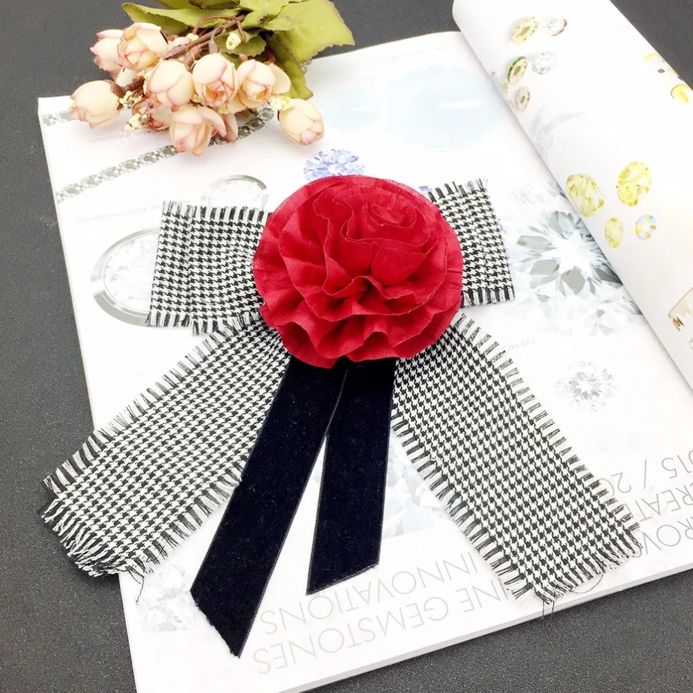 MANILAI Bohemia Roses Flowers Big Butterfly Fabric Bowknot Brooches Women Statement Tie Collar Brooch Pins Fashion Jewelry | Украшения и