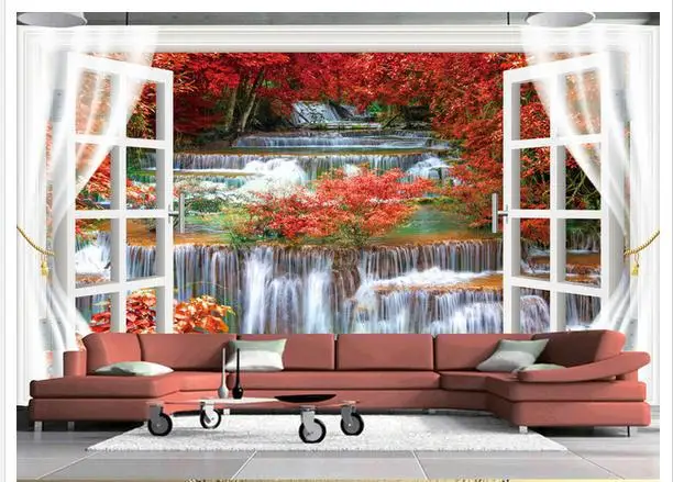 

custom photo wallpaper 3d wall murals wallpaper Idyllic landscape woods waterfall river TV background wall papers home decor