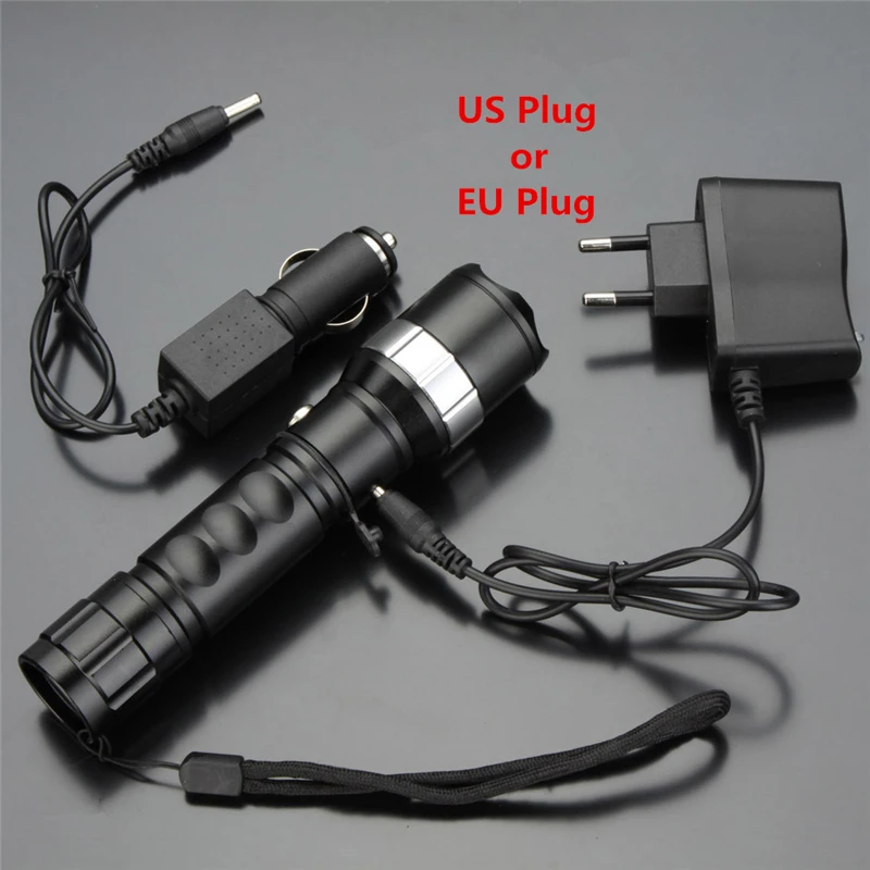 Cool LED Flashlight Crenellated Strike Design Self-Defense T6 5-Mode 2000LM Lamp Rechargeable 18650 Battery Torch Lighting | Лампы и