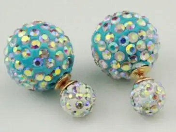 mixed blue Charmcci двухсторонние Симпатичные серьги-гвоздики, круглые стразы, женские серьги, ювелирные изделия, серьги-гвоздики, подарок, много цветов - Окраска металла: mixed blue
