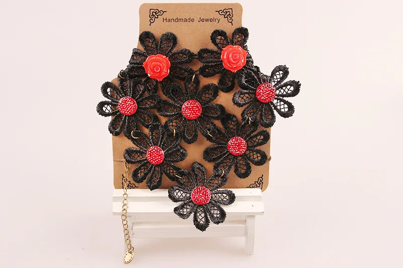 2017 Лидер продаж Ретро Стиль черный кружевное платье с цветочным рисунком кулон