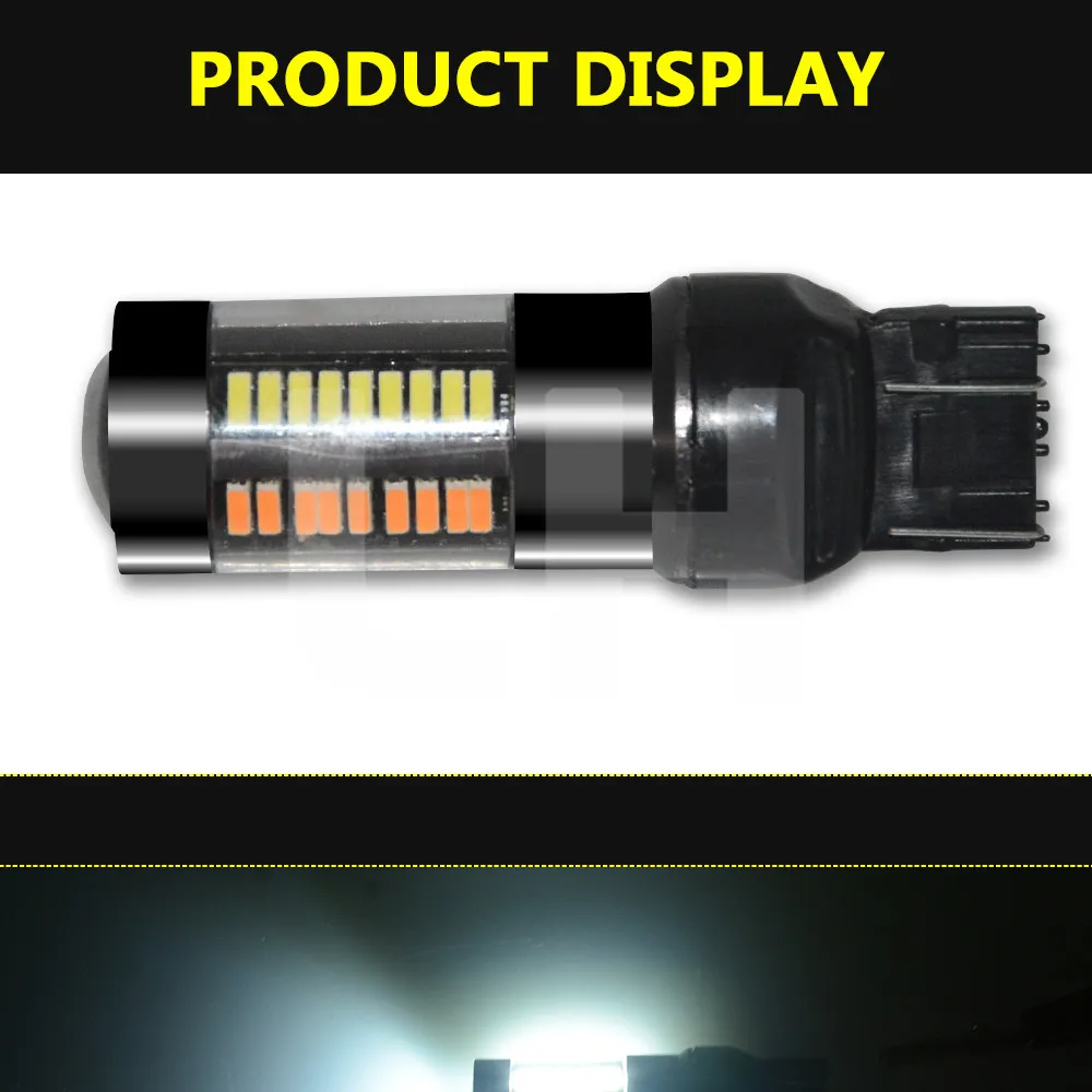 2 шт. переключатель двойной цвет T20 7443 4014 66SMD 33 Вт светодиодный лампы DRL Янтарный