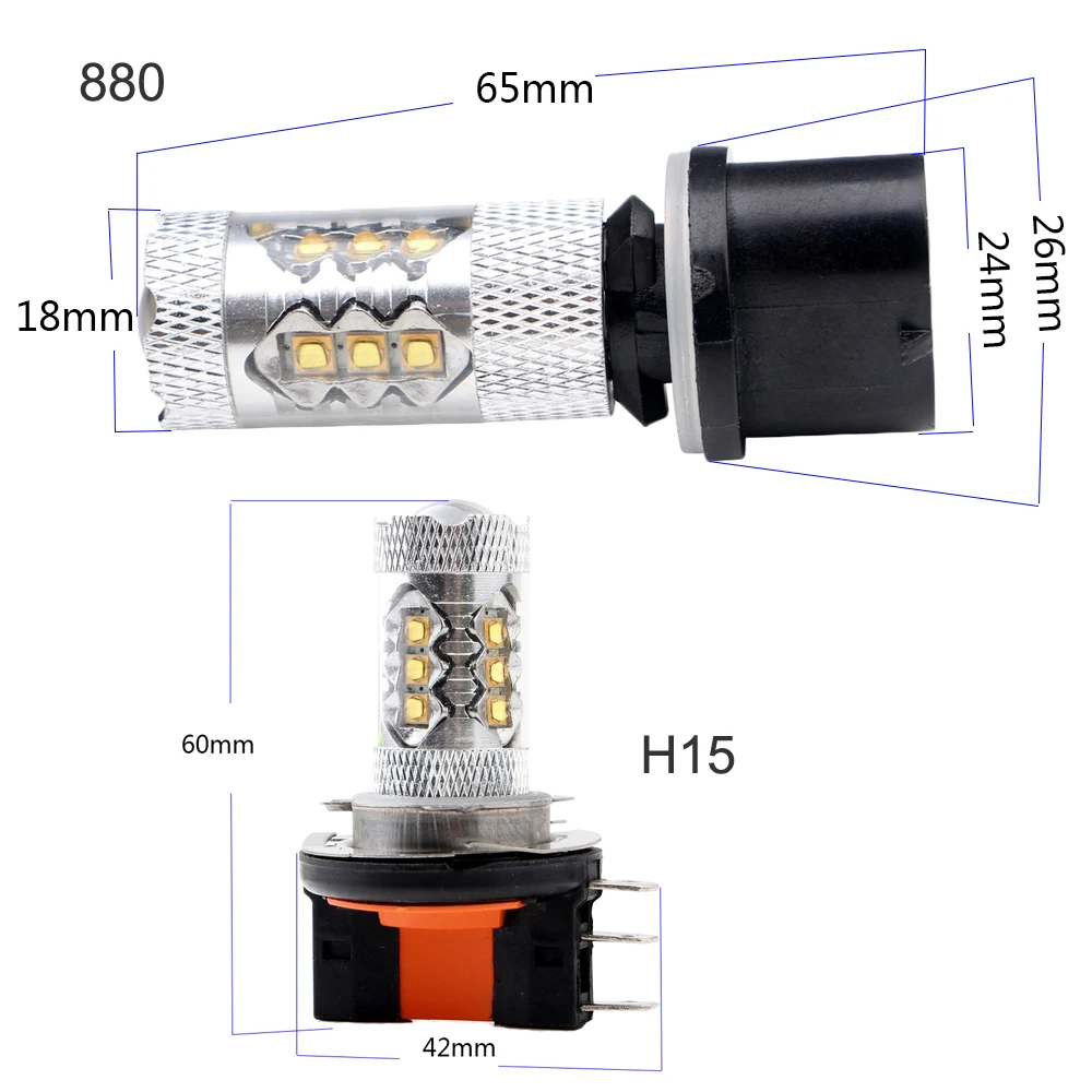 YM E Bright 1 шт. 12 В 24 постоянного тока 880 H15 3535 16 Светодиодный s 80 Вт Авто светильник