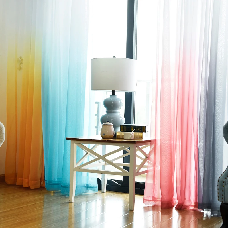 

Single Panels Tulle Curtains For The Kitchen Printed Room Kids Decoration Window Screen Nordic Style Organza Curtains