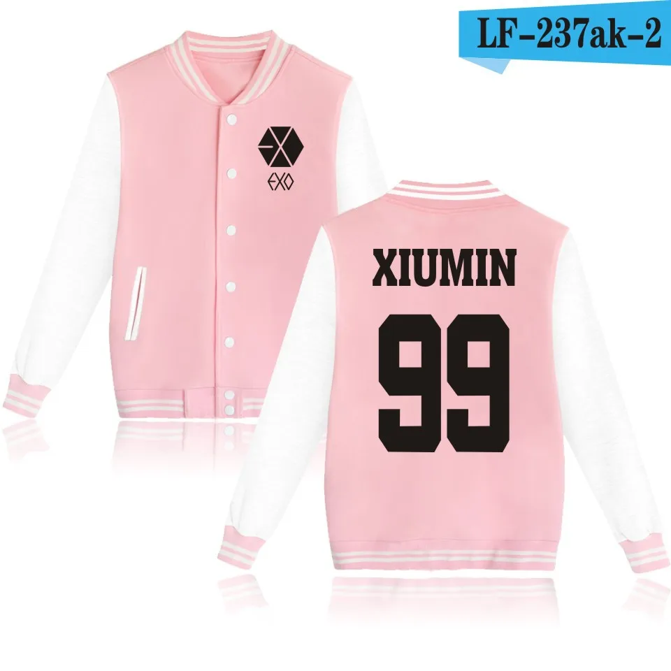 Pink 99 XIUMIN WEJNXIN EXO Kpop толстовки женские мужские повседневные для фанатов стиля унисекс поддерживающая бейсбольная куртка имя члена пара Exo одежда Бесплатный подарок - Цвет: Pink 99 XIUMIN