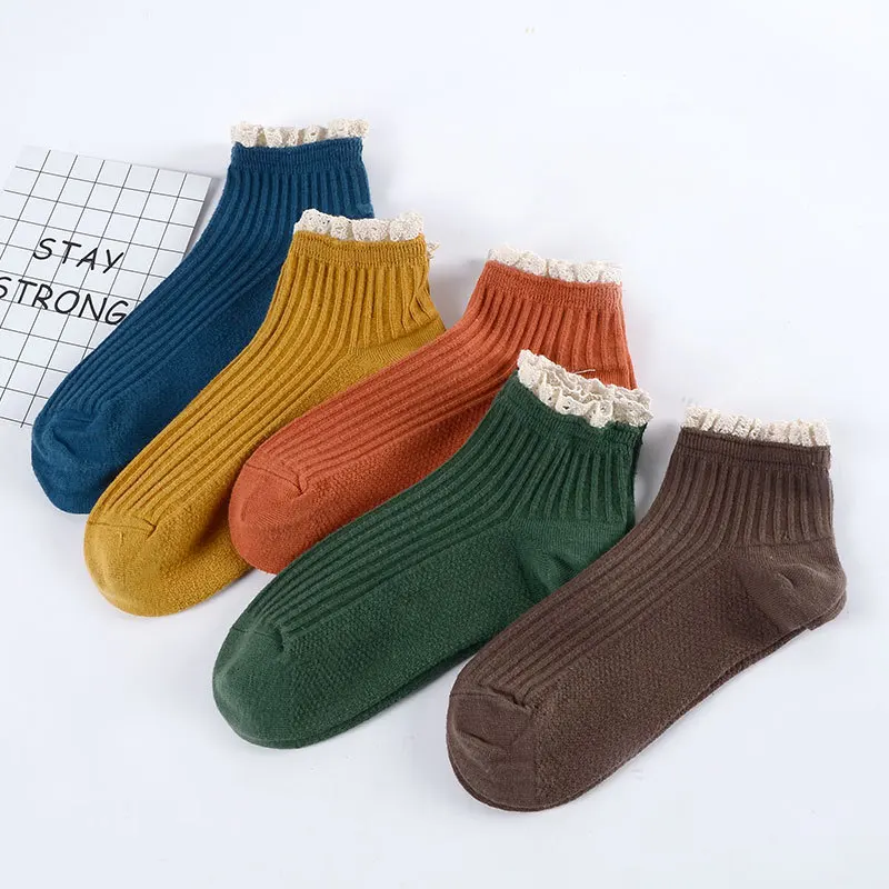 Новинка весны 2019 кружевные носки с оборками милые женские короткие до щиколотки