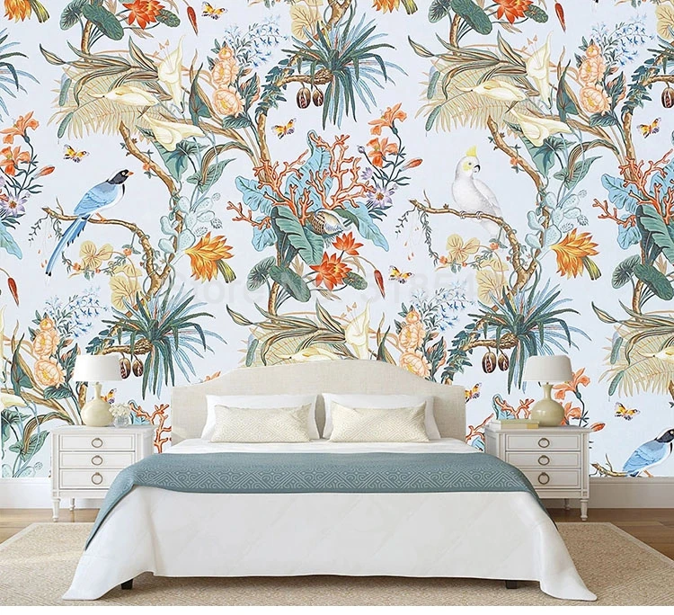 Custom 3D Photo Wallpaper European Style Flower Bird Pastoral Mural Living Room Bedroom Background Wall Decor Painting Wallpaper