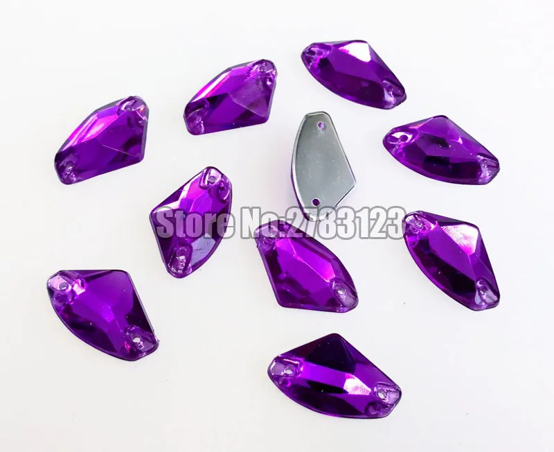 Red purple 12x18 мм 15x24 мм 17x27 мм 50 шт. веерообразные высококачественные акриловые стразы с двумя отверстиями, diy/аксессуары для одежды - Цвет: Red purple