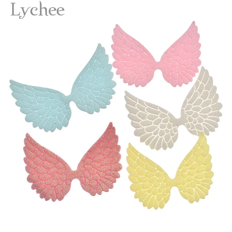Lychee Life 10 шт. блестящая ткань Крылья Ангела белые зеленые желтые Розовые