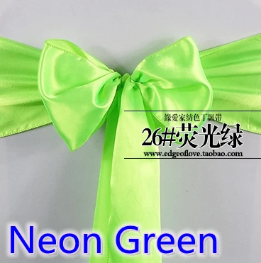 Неоновый зеленый цвет высокое качество атласный пояс бантик для стула чехлы