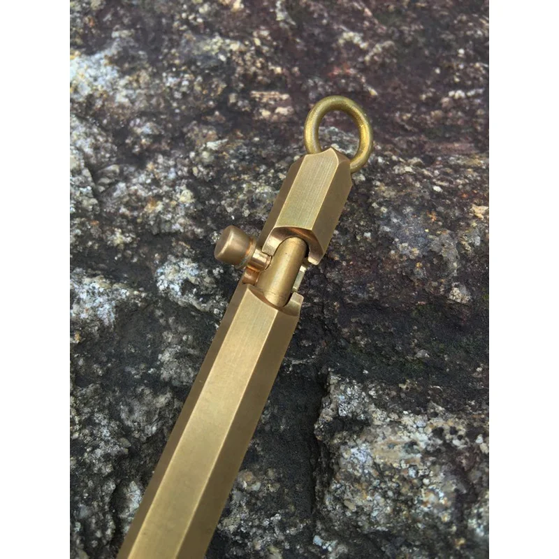 Beli 5 Pcs Buatan Tangan Mini Gun Berbentuk Kuningan Pena, Solid Saku Portabel Tembaga Liontin Pulpen Pena Taktis Pertahanan Diri EDC