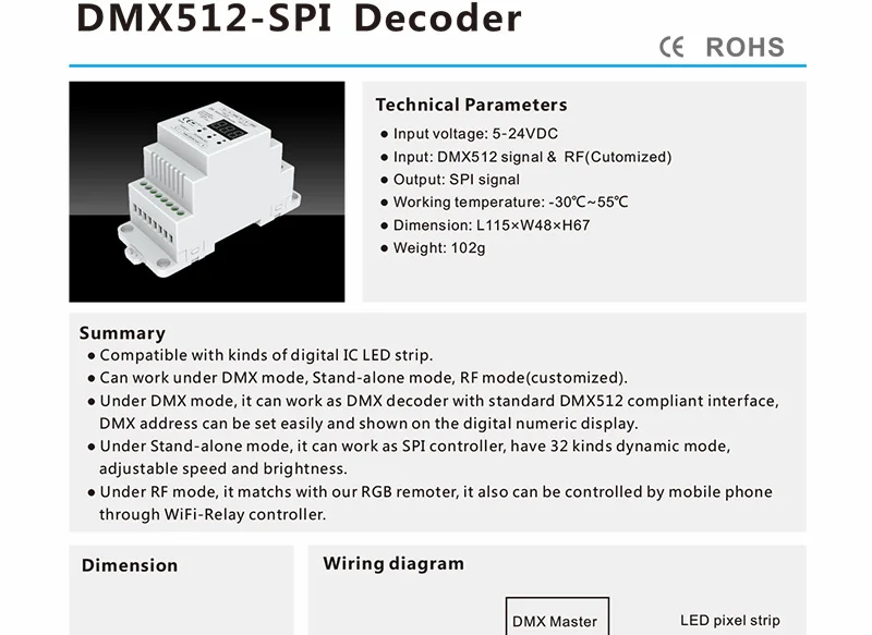 Высокое качество DC5V 12V 24V DMX512 сигнал SPI сигнальный преобразователь контроллер dmx декодера поддержка 6803/8806/2811/2812/2801/3001/9813 IC